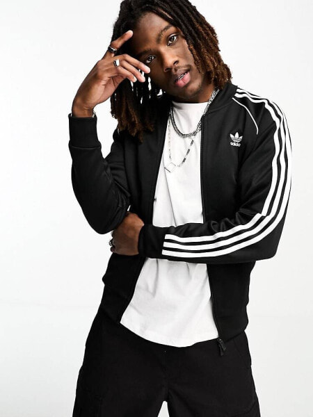 adidas Originals adicolor track top in black and white