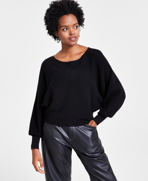 Women's Ribbed Boat-Neck Dolman-Sleeve Sweater, Created for Macy's