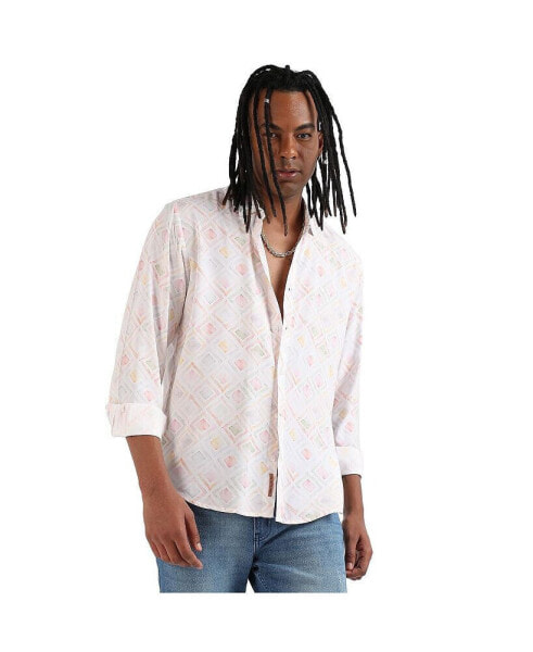 Men's EcoLiva Off-White Geometric Strokes Shirt