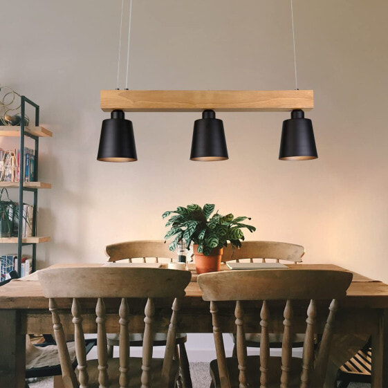 LED Pendant Light 5 W Dining Table Hanging Light Wood Hanging Lamp Warm White for Dining Room Bedroom Living Room Office Restaurant Cafe [Energy Class E]
