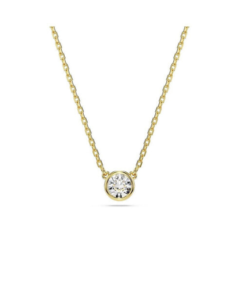 Round Cut, White, Gold-Tone Imber Pendant Necklace