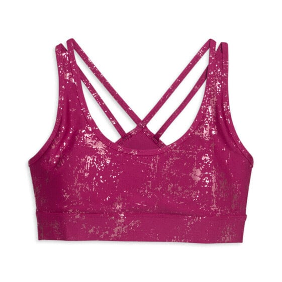 Puma Metallic Shine Medium Impact Sports Bra Womens Pink Casual 52503826