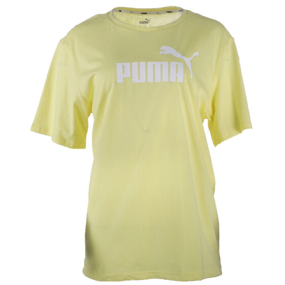 Puma Ultra Boyfriend Crew Neck Short Sleeve T-Shirt Womens Yellow Casual Tops 58