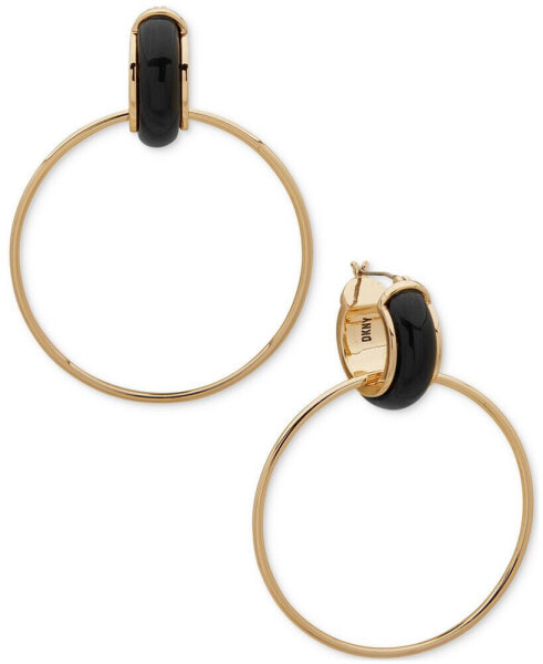 Серьги DKNY Gold-Tone Large Ring Charm Tubular Hoop