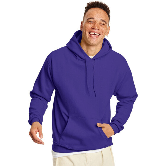 Hanes EcoSmart Fleece Pullover Hoodie Unisex 2XL Purple Longsleeve Pockets Solid