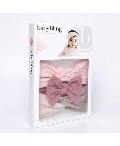 Infant-Toddler 3-pcs Assorted Style Headband Gift Set for Girls