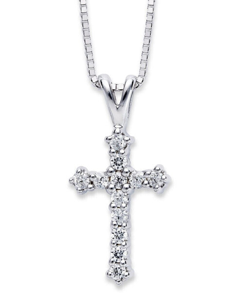 Diamond Cross 18" Pendant Necklace (1/10 ct. t.w.) in 14k Gold