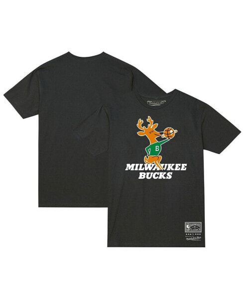 Men's and Women's Black Milwaukee Bucks Hardwood Classics MVP Throwback Logo T-shirt
