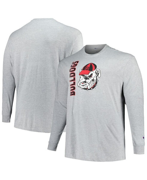 Men's Heather Gray Georgia Bulldogs Big and Tall Mascot Long Sleeve T-shirt