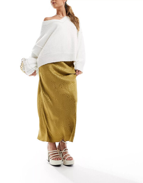 Pimkie satin maxi skirt in gold jacquard