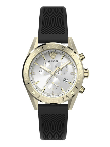 Versace Herren Armbanduhr V-Chrono 45 mm Chronograph, Datumsfenster Armband Silikon VEHB00919