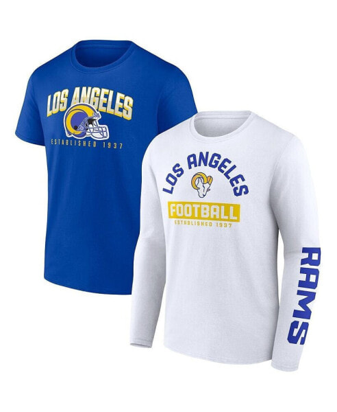 Men's Royal, White Los Angeles Rams Long and Short Sleeve Two-Pack T-shirt