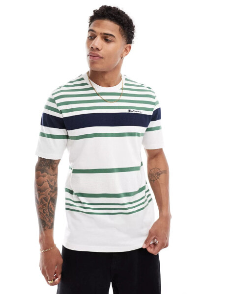 Ben Sherman engineered striped relaxed tee in white