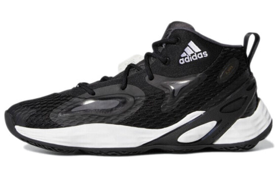 Кроссовки мужские Adidas Exhibit A Mid Ударопоглощающие, противоскользящие, износостойкие, средневысокие, винтажные, баскетбольные Черно-белые