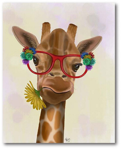 Giraffe and Flower Glasses 3 Gallery-Wrapped Canvas Wall Art - 16" x 20"