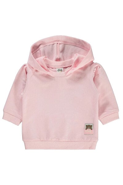 Kız Bebek Kapüşonlu Sweatshirt 6-18 Ay Pudra