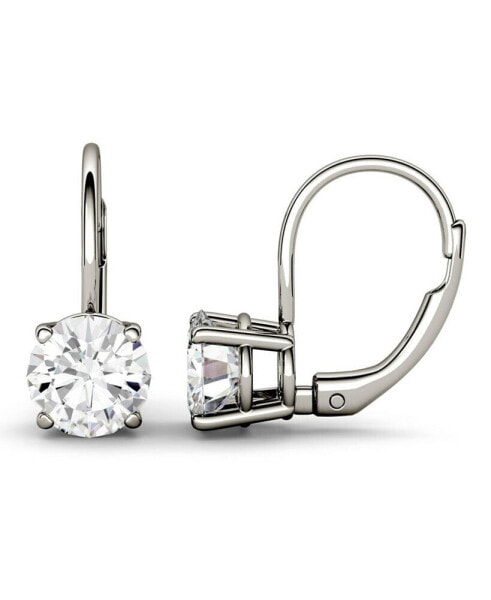 Moissanite Leverback Earrings (1 ct. t.w. Diamond Equivalent) in 14k white or yellow gold