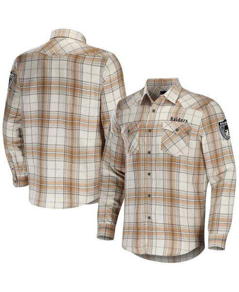 Men's NFL x Darius Rucker Collection by Tan Las Vegas Raiders Flannel Long Sleeve Button-Up Shirt