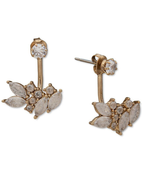 Gold-Tone Crackled Cubic Zirconia Jacket Earrings