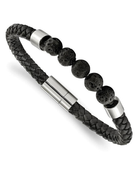 Браслет Chisel Lava Stone & Steel Beads Ellipse