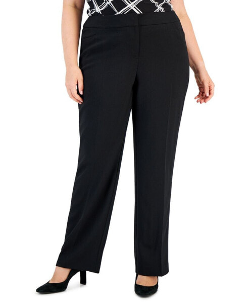 Plus Size Mid-Rise Full-Length Straight-Leg Pants