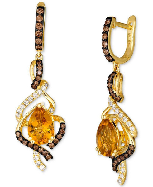 Cinnamon Citrine (2 ct. t.w.) & Diamond (3/4 ct. t.w.) Drop Earrings in 14k Gold
