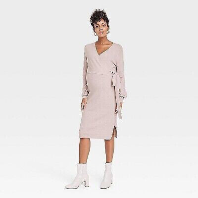 Long Sleeve Tie-Front Maternity Sweater Dress - Isabel Maternity by Ingrid &