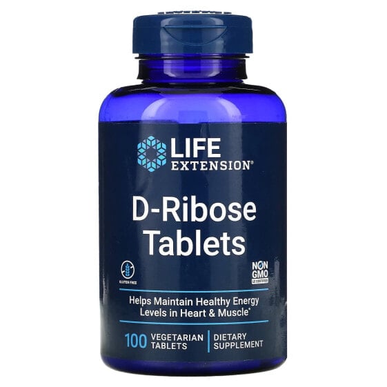 Таблетки D-Ribose Life Extension, 100 вегетарианских таблеток.