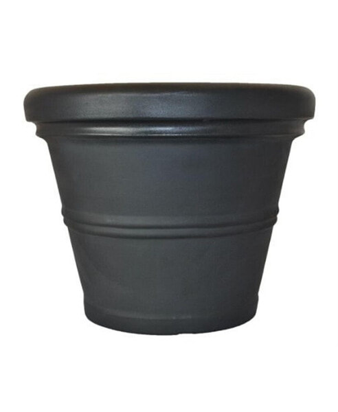 Rolled Rim Round Planter Black 20” D x 16” H