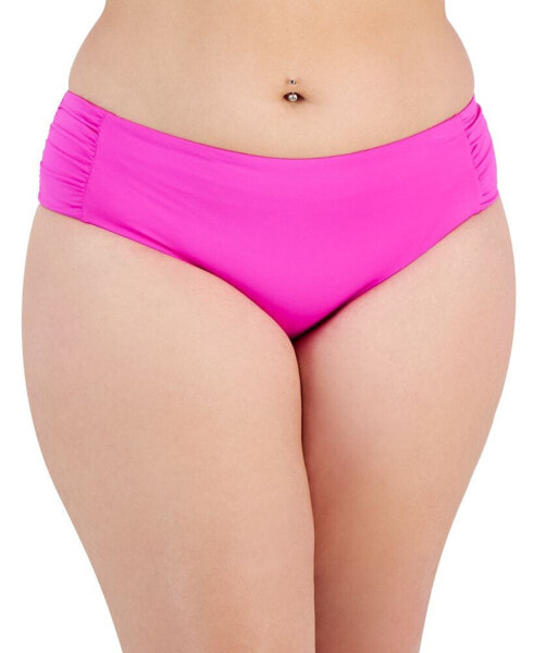 Plus Size Color Code Side-Shirred Hipster Bikini Bottoms