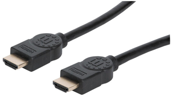 Manhattan HDMI Cable with Ethernet - 8K@60Hz (Ultra High Speed) - 2m - Male to Male - Black - 4K@120Hz - Ultra HD 4k x 2k - Fully Shielded - Gold Plated Contacts - Lifetime Warranty - Polybag - 2 m - HDMI Type A (Standard) - HDMI Type A (Standard) - 3D - 48 Gbit/s