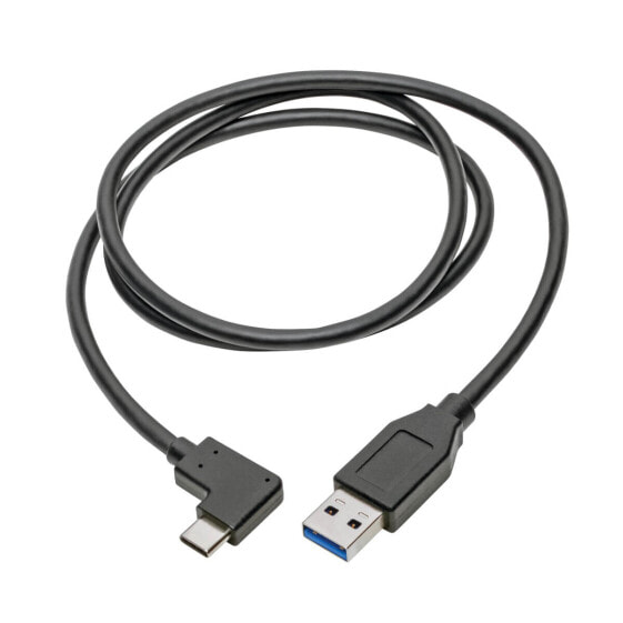 Eaton Tripp Lite U428-003-CRA USB-C to USB-A Cable (M/M) - Right-Angle C - USB 3.2 Gen 1 (5 Gbps) - Thunderbolt 3 Compatible - 3 ft. (0.91 m) - 0.9 m - USB C - USB A - USB 3.2 Gen 1 (3.1 Gen 1) - 5000 Mbit/s - Black