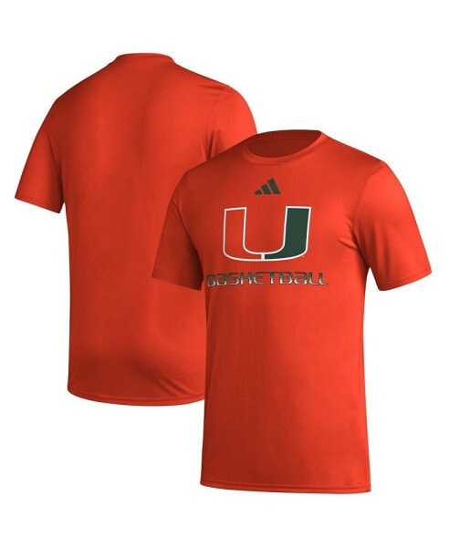 Men's Orange Miami Hurricanes Fadeaway Basketball Pregame AEROREADY T-shirt