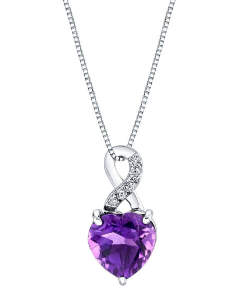 Amethyst (1-3/4 ct. t.w.) & Diamond (1/20 ct. t.w.) Heart 18" Pendant Necklace in 10k White Gold