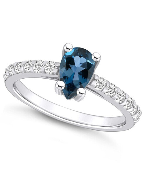London Blue Topaz (1 Ct. T.W.) and Diamond (1/3 Ct. T.W.) Ring in 14K White Gold