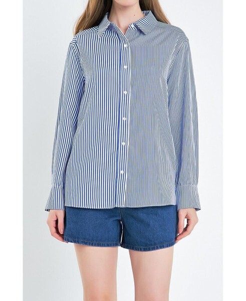 Women's Colorblock Stripe Cotton Shirt