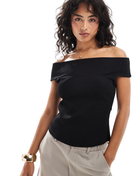 Mango bardot top in black