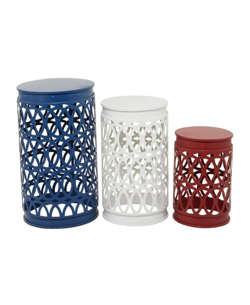 23", 19", 15" Metal Contemporary Geometric Accent Table, Set of 3