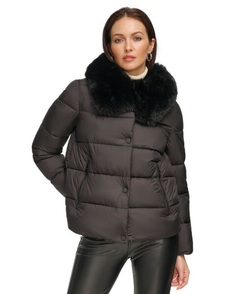 Women's Faux-Fur-Trim Collar Puffer Coat