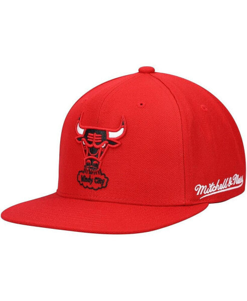 Men's Red Chicago Bulls English Dropback Snapback Hat