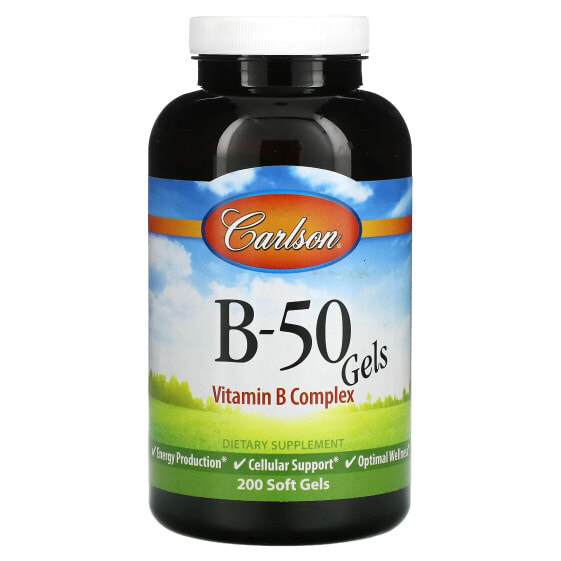 Витамины группы B Carlson B-50 Гель, комплекс витаминов, 200 мягких гелей