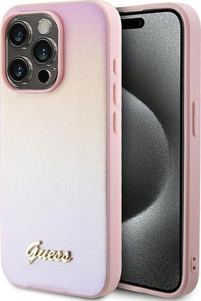 Guess Guess GUHCP14XPSAIRSP iPhone 14 Pro Max 6.7" różowy/pink hardcase Saffiano Iridescent Script