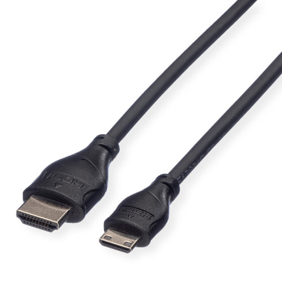 ROLINE HDMI High Speed Cable with Ethernet - HDMI Type A M - HDMI Type C M 0,8 m - 0.8 m - HDMI Type A (Standard) - HDMI Type C (Mini) - 1920 x 1080 pixels - Black