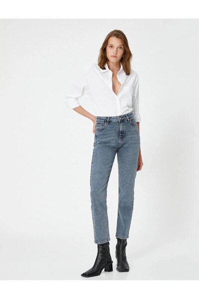 Yüksek Bel Kot Pantolon Hafif Daralan Paça - Eve Jeans