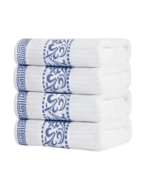 Athens Cotton with Greek Scroll and Floral Pattern Assorted, 6 Piece Bath Towel Set