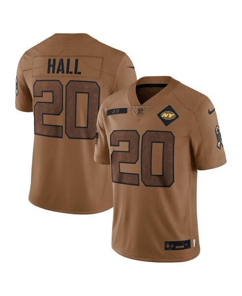 Men's Breece Hall Brown Distressed New York Jets 2023 Salute To Service Limited Jersey