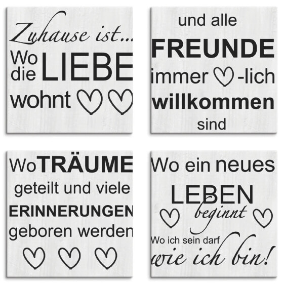 Leinwandbilder Set Wo die Liebe wohnt