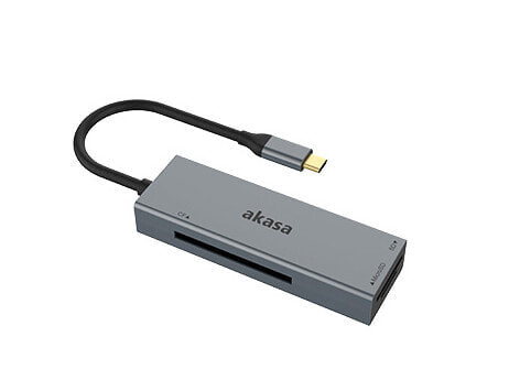 Akasa AK-CR-09BK - CF - MicroSD (TransFlash) - SD - SDHC - SDXC - Grey - 5000 Mbit/s - macOS - Windows XP/7/8/10 - Chrome OS - USB 2.0 Type-C - 100.5 mm