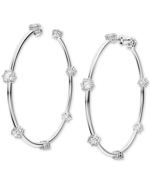 Silver-Tone Constella Crystal Large Hoop Earrings, 2.5"