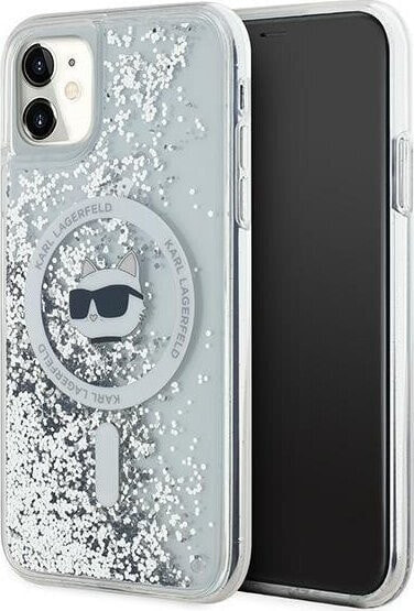 Karl Lagerfeld Karl Lagerfeld KLHMN61LGCHSGH iPhone 11 / Xr 6.1" hardcase transparent Liquid Glitter Choupette Head Magsafe